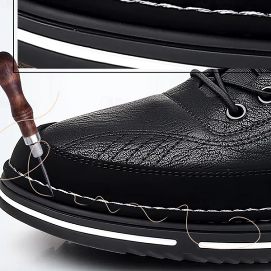 OUKU Men's Stylish Brown Faux Leather Casual Shoes with Black Contrast Detail, Comfortable Fit and Durable Sole, Ideal for Everyday Wear and Smart Casual Occasions