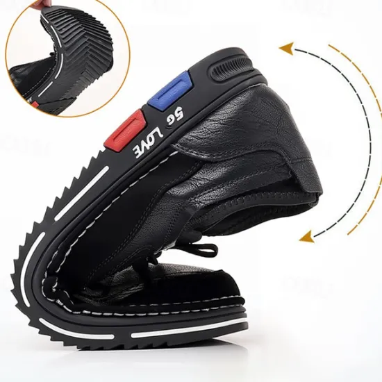 OUKU Men's Stylish Brown Faux Leather Casual Shoes with Black Contrast Detail, Comfortable Fit and Durable Sole, Ideal for Everyday Wear and Smart Casual Occasions