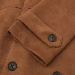 Clearance OUKU Men's Summer Jacket Transition Jacket Trench Coat Vacation Daily Spring Fall Polyester Soft Outerwear Clothing Apparel Fashion Classic Plain Pocket Lapel Double Breasted Brown