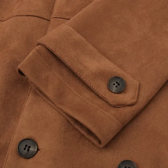 Clearance OUKU Men's Summer Jacket Transition Jacket Trench Coat Vacation Daily Spring Fall Polyester Soft Outerwear Clothing Apparel Fashion Classic Plain Pocket Lapel Double Breasted Brown