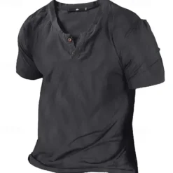 Clearance OUKU Men's Summer Shirt Casual Shirt Beach Shirt T shirt Tee Henley Shirt Plain V Neck Casual Daily Short Sleeve Clothing Apparel Fashion Comfortable