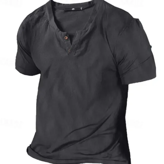 Clearance OUKU Men's Summer Shirt Casual Shirt Beach Shirt T shirt Tee Henley Shirt Plain V Neck Casual Daily Short Sleeve Clothing Apparel Fashion Comfortable