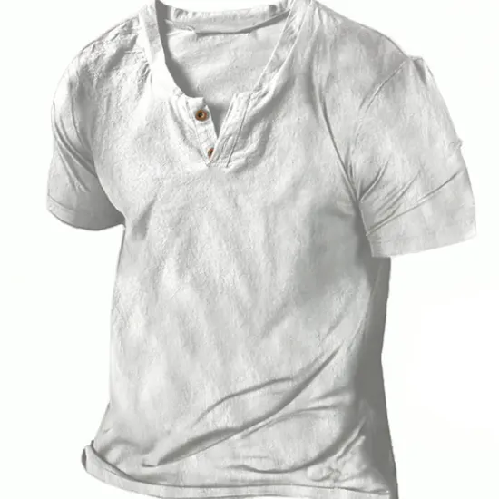 Clearance OUKU Men's Summer Shirt Casual Shirt Beach Shirt T shirt Tee Henley Shirt Plain V Neck Casual Daily Short Sleeve Clothing Apparel Fashion Comfortable