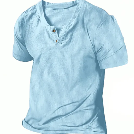 Clearance OUKU Men's Summer Shirt Casual Shirt Beach Shirt T shirt Tee Henley Shirt Plain V Neck Casual Daily Short Sleeve Clothing Apparel Fashion Comfortable
