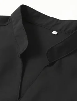Hot OUKU Men's Summer Shirt Casual Shirt Black White Wine Dark Navy Blue Long Sleeve Plain V Neck Street Vacation Sexy Clothing Apparel Fashion Shirts Leisure