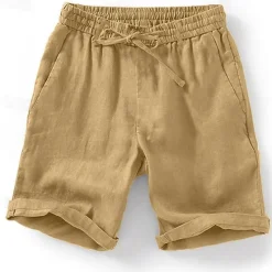 Hot OUKU Men's Summer Shorts Beach Shorts Drawstring Elastic Waist Plain Breathable Soft Short Casual Daily Holiday Streetwear Hawaiian Blue Green Micro-elastic