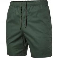 Outlet OUKU Men's Summer Shorts Casual Shorts Pocket Elastic Waist Plain Comfort Short Party Work Daily Fashion Classic Style ArmyGreen Grass Green Micro-elastic