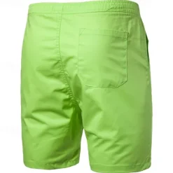 Outlet OUKU Men's Summer Shorts Casual Shorts Pocket Elastic Waist Plain Comfort Short Party Work Daily Fashion Classic Style ArmyGreen Grass Green Micro-elastic