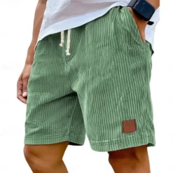 Outlet OUKU Men's Summer Shorts Casual Shorts Corduroy Shorts Pocket Drawstring Elastic Waist Plain Comfort Breathable Short Outdoor Vacation Sport Casual Black White