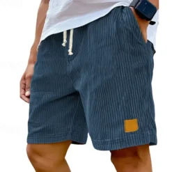Outlet OUKU Men's Summer Shorts Casual Shorts Corduroy Shorts Pocket Drawstring Elastic Waist Plain Comfort Breathable Short Outdoor Vacation Sport Casual Black White
