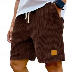 Outlet OUKU Men's Summer Shorts Casual Shorts Corduroy Shorts Pocket Drawstring Elastic Waist Plain Comfort Breathable Short Outdoor Vacation Sport Casual Black White