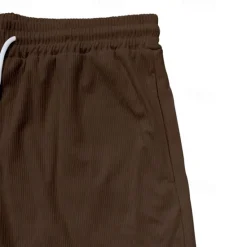 Hot OUKU Men's Summer Shorts Casual Shorts Corduroy Shorts Pocket Drawstring Elastic Waist Plain Comfort Knee Length Outdoor Daily Fashion Classic Style Black Yellow Micro-elastic