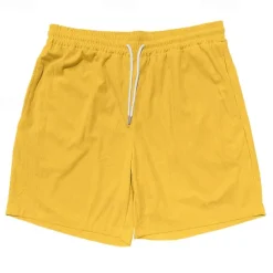 Hot OUKU Men's Summer Shorts Casual Shorts Corduroy Shorts Pocket Drawstring Elastic Waist Plain Comfort Knee Length Outdoor Daily Fashion Classic Style Black Yellow Micro-elastic