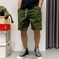 Hot OUKU Men's Summer Shorts Casual Shorts Corduroy Shorts Pocket Drawstring Elastic Waist Plain Comfort Knee Length Outdoor Daily Fashion Classic Style Black Yellow Micro-elastic