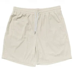 Hot OUKU Men's Summer Shorts Casual Shorts Corduroy Shorts Pocket Drawstring Elastic Waist Plain Comfort Knee Length Outdoor Daily Fashion Classic Style Black Yellow Micro-elastic