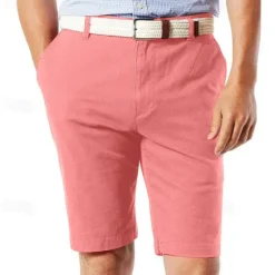 Online OUKU Men's Summer Shorts Work Shorts Casual Shorts Buttons Pocket Plain Comfort Knee Length Formal Daily Fashion Classic Style Red Micro-elastic Pink