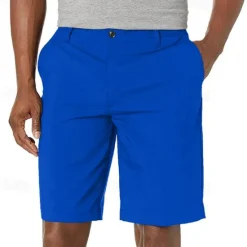 Online OUKU Men's Summer Shorts Work Shorts Casual Shorts Buttons Pocket Plain Comfort Knee Length Formal Daily Fashion Classic Style Red Micro-elastic Pink