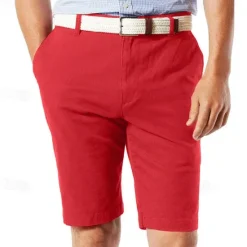 Online OUKU Men's Summer Shorts Work Shorts Casual Shorts Buttons Pocket Plain Comfort Knee Length Formal Daily Fashion Classic Style Red Micro-elastic Pink