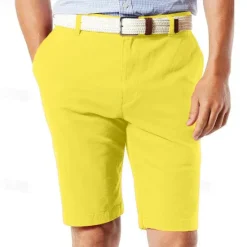 Online OUKU Men's Summer Shorts Work Shorts Casual Shorts Buttons Pocket Plain Comfort Knee Length Formal Daily Fashion Classic Style Red Micro-elastic Pink