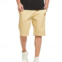 Discount OUKU Men's Summer Shorts Work Shorts Pocket Drawstring Plain Comfort Breathable Knee Length Outdoor Business Fashion Casual Black Blue