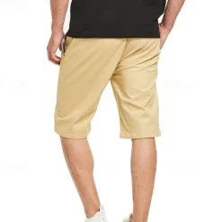 Discount OUKU Men's Summer Shorts Work Shorts Pocket Drawstring Plain Comfort Breathable Knee Length Outdoor Business Fashion Casual Black Blue