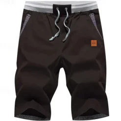 Discount OUKU Men's Summer Shorts Work Shorts Pocket Drawstring Plain Comfort Breathable Knee Length Outdoor Business Fashion Casual Black Blue
