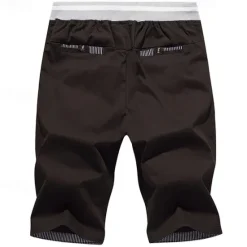 Discount OUKU Men's Summer Shorts Work Shorts Pocket Drawstring Plain Comfort Breathable Knee Length Outdoor Business Fashion Casual Black Blue