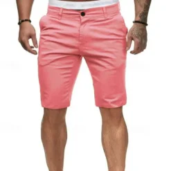 OUKU Men's Summer Shorts Work Shorts Casual Shorts Buttons Pocket Plain Comfort Knee Length Formal Party Work Fashion Classic Style Black White Micro-elastic