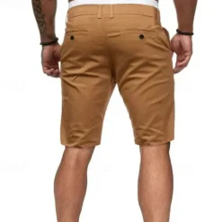 OUKU Men's Summer Shorts Work Shorts Casual Shorts Buttons Pocket Plain Comfort Knee Length Formal Party Work Fashion Classic Style Black White Micro-elastic