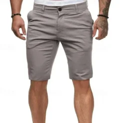 OUKU Men's Summer Shorts Work Shorts Casual Shorts Buttons Pocket Plain Comfort Knee Length Formal Party Work Fashion Classic Style Black White Micro-elastic