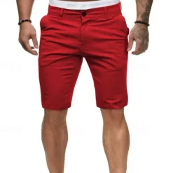 OUKU Men's Summer Shorts Work Shorts Casual Shorts Buttons Pocket Plain Comfort Knee Length Formal Party Work Fashion Classic Style Black White Micro-elastic