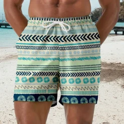 Discount OUKU Men's Sun Geometric Pattern Eye Swim Trunks Swim Shorts Board Shorts Mid Waist Hawaiian Ethnic Casual Holiday Beach Drawstring with Mesh lining Elastic Waist Designer Clothing Apparel