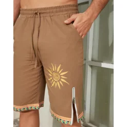 Outlet OUKU Men's Sun Graphic Prints Board Shorts Swim Shorts Swim Trunks Mid Waist Streetwear Hawaiian Designer Casual Daily Holiday Zipper Pocket Elastic Waist Designer Clothing Apparel