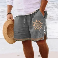 Discount OUKU Men's Sun Graphic Prints Swim Shorts Board Shorts Swim Trunks Mid Waist Vintage Ethnic Style Retro Vintage Casual Daily Holiday Zipper Pocket Elastic Waist Designer Clothing Apparel