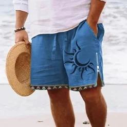Discount OUKU Men's Sun Graphic Prints Swim Shorts Board Shorts Swim Trunks Mid Waist Vintage Ethnic Style Retro Vintage Casual Daily Holiday Zipper Pocket Elastic Waist Designer Clothing Apparel