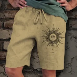 New OUKU Men's Sun Graphic Prints Shorts Summer Shorts Casual Shorts Mid Waist Streetwear Designer Outdoor Casual Daily Drawstring Elastic Waist Print Designer Clothing Apparel