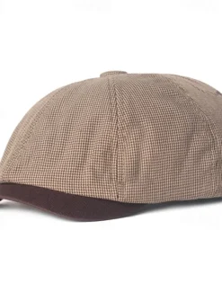 Sale OUKU Men's Sun Hat Bowler Hat khaki Light Grey Cotton Vintage Fashion Casual Street Daily Plaid Sunscreen Breathable
