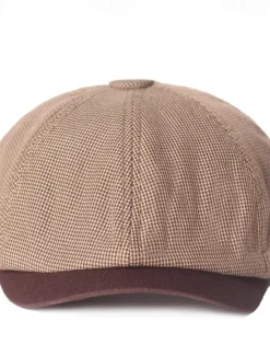 Sale OUKU Men's Sun Hat Bowler Hat khaki Light Grey Cotton Vintage Fashion Casual Street Daily Plaid Sunscreen Breathable