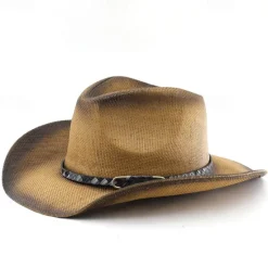 Sale OUKU Men's Sun Hat Cowboy Hat Cream Pink Straw Rope Vintage Style Fashion 18th Century Daily Theme Party Solid / Plain Color Sunscreen Cosplay