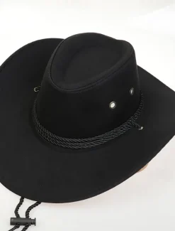 Sale OUKU Men's Sun Hat Cowboy Hat Fedora Trilby Hat Black Red Polyester Vintage Style Fashion 18th Century State of Texas Daily Theme Party Solid / Plain Color Sunscreen Cosplay