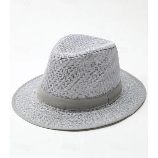 Clearance OUKU Men's Sun Hat Soaker Hat Safari Hat Gambler Hat Beach Hat Black khaki Polyester Travel Beach Outdoor Vacation Plain Sunscreen