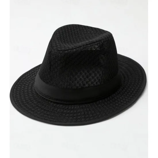 Clearance OUKU Men's Sun Hat Soaker Hat Safari Hat Gambler Hat Beach Hat Black khaki Polyester Travel Beach Outdoor Vacation Plain Sunscreen