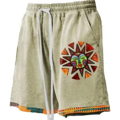 Discount OUKU Men's Sun Indian Culture Board Shorts Swim Shorts Swim Trunks Mid Waist Hawaiian Ethnic Style Casual Holiday Beach Drawstring with Mesh lining Elastic Waist Designer Clothing Apparel