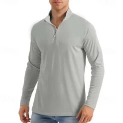Discount OUKU Men's Sun Protection T-shirts Long Sleeve Quarter Zip Summer Spring Solid Color Traditional / Vintage Zip Up Outdoor Sports & Outdoor Light Blue Dark Grey White Top Tee for Men
