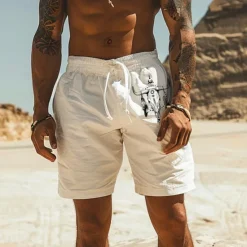 Sale OUKU Men's Sun Shorts Summer Shorts Beach Shorts Mid Waist Hawaiian Casual Outdoor Holiday Going out Drawstring Elastic Waist Print Designer Clothing Apparel