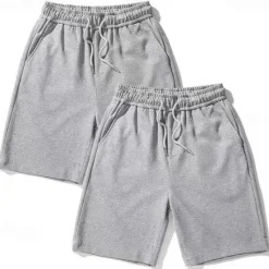Hot OUKU Men's Sweat Shorts Baggy Shorts Solid Color Breathable Soft Short Casual Daily Stylish Casual Black Grey Micro-elastic
