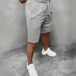 Sale OUKU Men's Sweat Shorts Casual Shorts Drawstring Elastic Waist Plain Breathable Soft Casual Weekend Fashion Streetwear Black Grey Micro-elastic