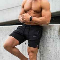 Clearance OUKU Men's Sweat Shorts Drawstring Elastic Waist Plain Breathable Sports Short Daily Beach Casual / Sporty Athleisure ArmyGreen Black Micro-elastic