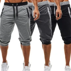 Clearance OUKU Men's Sweat Shorts Running Shorts Capri Pants Patchwork Drawstring Plain Daily Holiday Going out Streetwear Basic Black Light Grey Micro-elastic