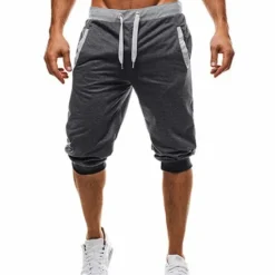 Clearance OUKU Men's Sweat Shorts Running Shorts Capri Pants Patchwork Drawstring Plain Daily Holiday Going out Streetwear Basic Black Light Grey Micro-elastic